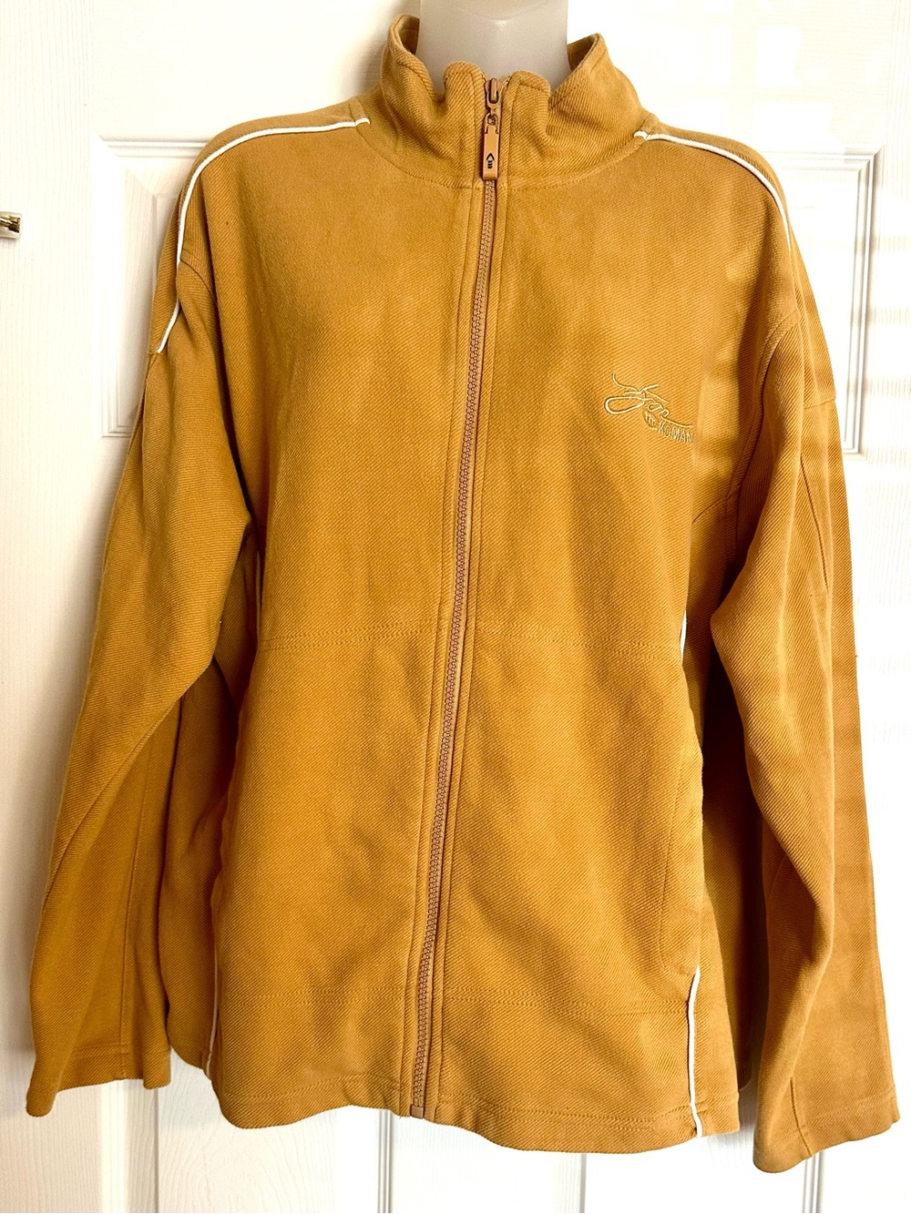 Men's Mustard Lightweight Full‑Zip Track Jacket with Subtle Contrast